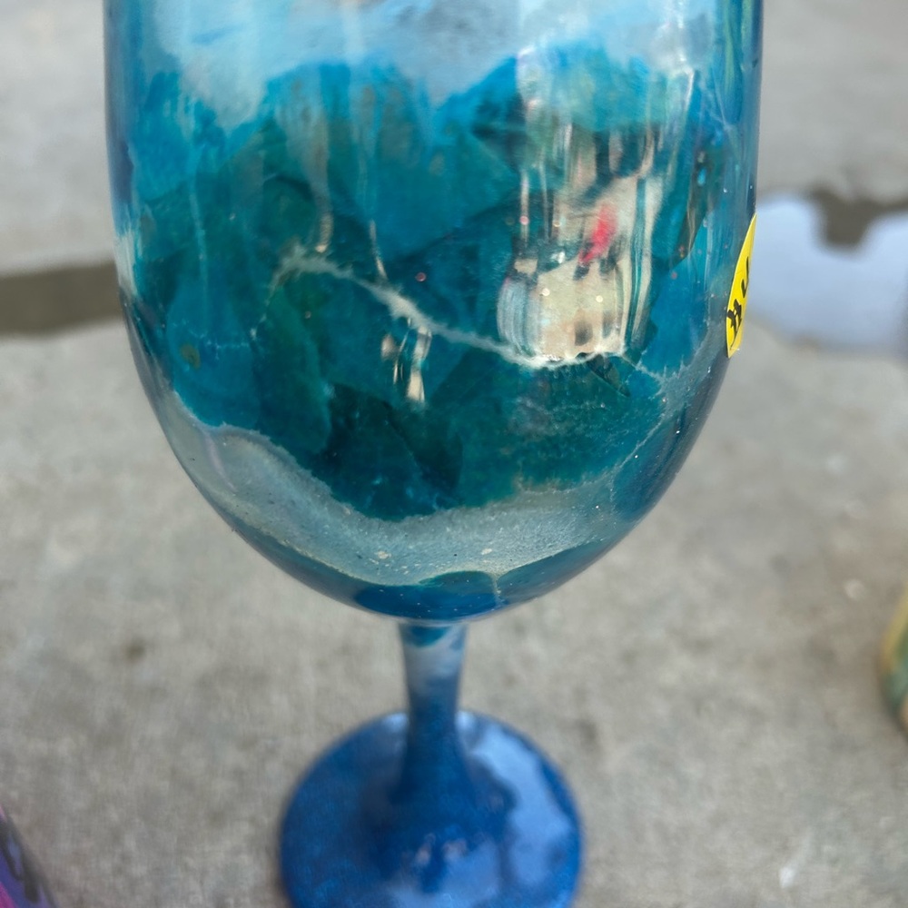 Artistic Blue Wine Glass